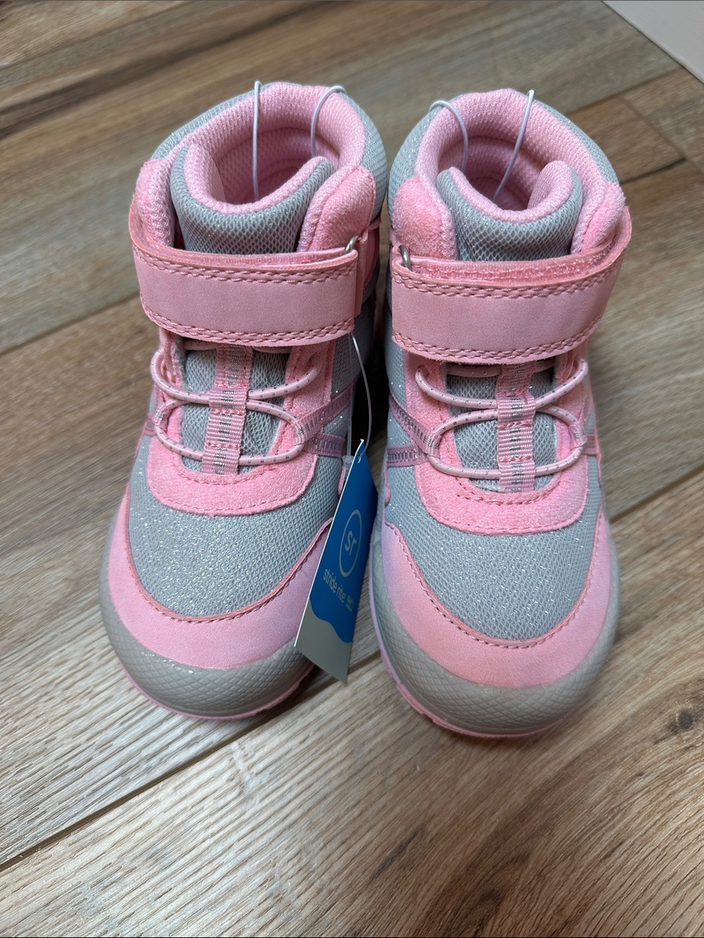 Stride Rite Girls' Pink and Gray High-Top Sneakers